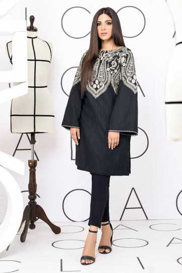 AlKaram Dyed Embroidered Dobby Kurti C1B-31 Pret 2021